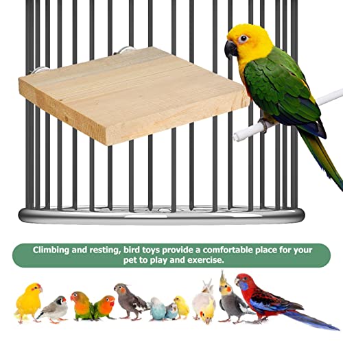 Image of Ipetboom 2Pcs Bird Perches, Bird Playground Parrot Perch Hamster Platform Wooden Stand Flat Timber Cockatiel Platform for Parakeet Cage Accessories, Fan and Square