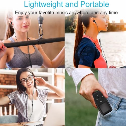 Image of Cason 16GB Mini MP3 Music Player with Bluetooth & Voice Control Earphones, Video Playback,Pocket-Sized MP3 Player for Music,Voice Recording,FM Radio,E-Book Reader -Expanded Up to 128GB (Black)