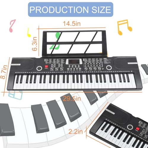Image of 61 Key Keyboard Piano, Portable Electronic Keyboard Piano for Beginners with Speakers, Microphone, Sheet Music Stand, 100 Voices, 100 Rhythms, Digital Music Keyboard Built-In Speakers