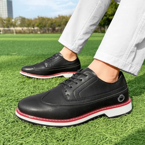 Image of Golf Shoes Men Spikes Classic Golf Footwears Male Walking Sneakers for Golfers Size 7-14