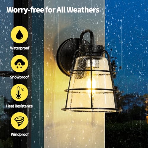 Exterior Wall Light Fixture for Porch Garage Doorway Entryway Courtyard Corridor Hallway, Waterproof Outdoor Wall Lamp Sconce with Opened Bottom, Outside House Wall Mount Lighting