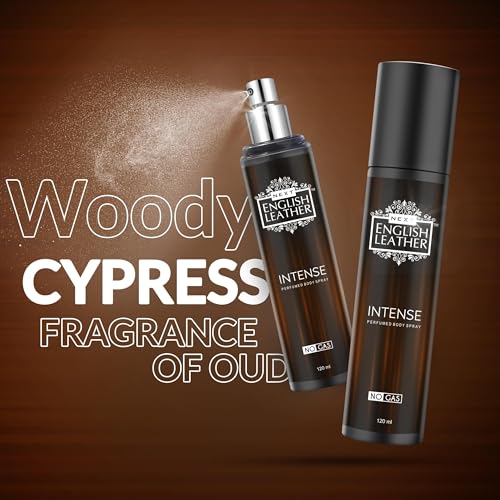 Image of Next Care English Leather Intense Perfume Body Spray for Men & Women - 120 ml | A Bold Fusion of Pepper, Lemon, Agarwood, Rose, Dark Chocolate, Myrrh & Vanilla