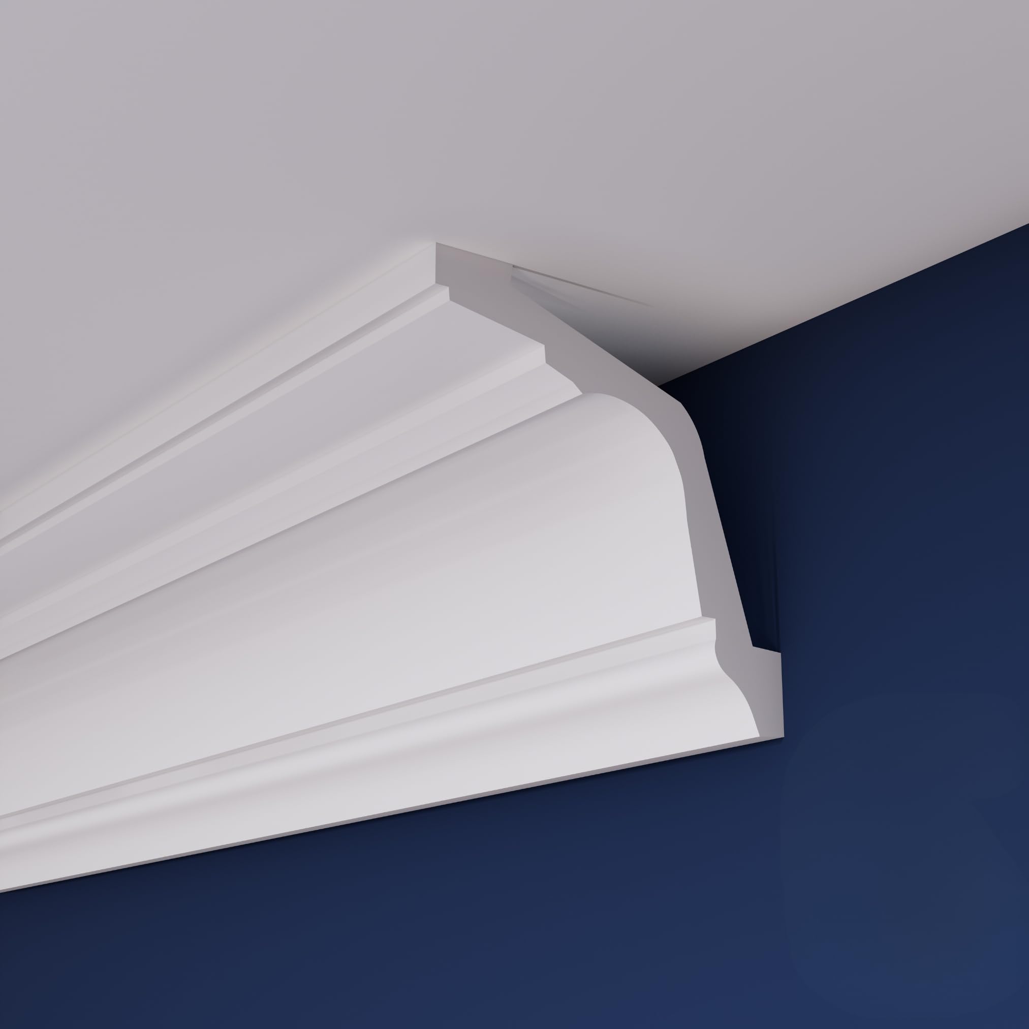 WOLDECOR Coving for Ceilings, Premium White XPS Cornice Coving, Lightweight Ceiling Moulding, Flexible Trim, Paintable Finish, Easy DIY Fit, Moisture Resistant (10m, WV05)