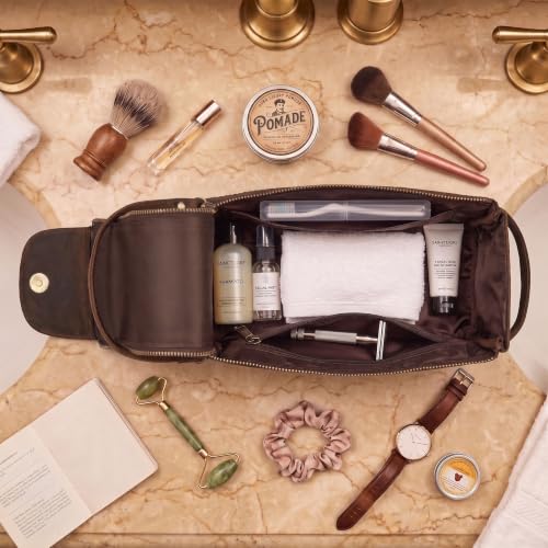 LEATHER VILLAGE Genuine Leather Toiletry Bag