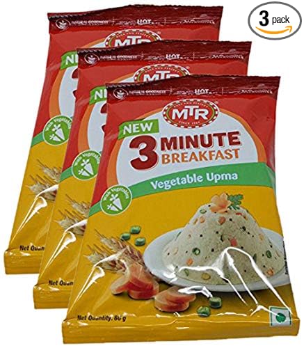 MTR 3 Minute Breakfast Upma - Vegetable, 60g (Pack of 3) Promo Pack