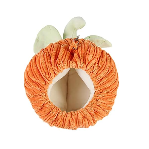 Balacoo hamster cage hammock warm winter pumpkin shape flannel guinea pig hanging cage hedgehog nest soft bed for halloween small pet animals (orange) - image 7