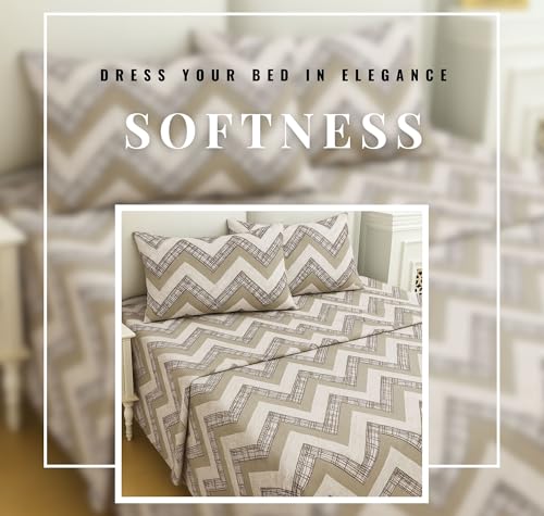 Image of VAS COLLECTIONS Cloud Cotton Double Bedsheet 180 TC | Soft & Breathable Cotton Bedding Set with 2 Pillow Covers | Elegant Floral Printed Bed Sheet for Bedroom & Home | 90x90 Inches (Grey Shade)