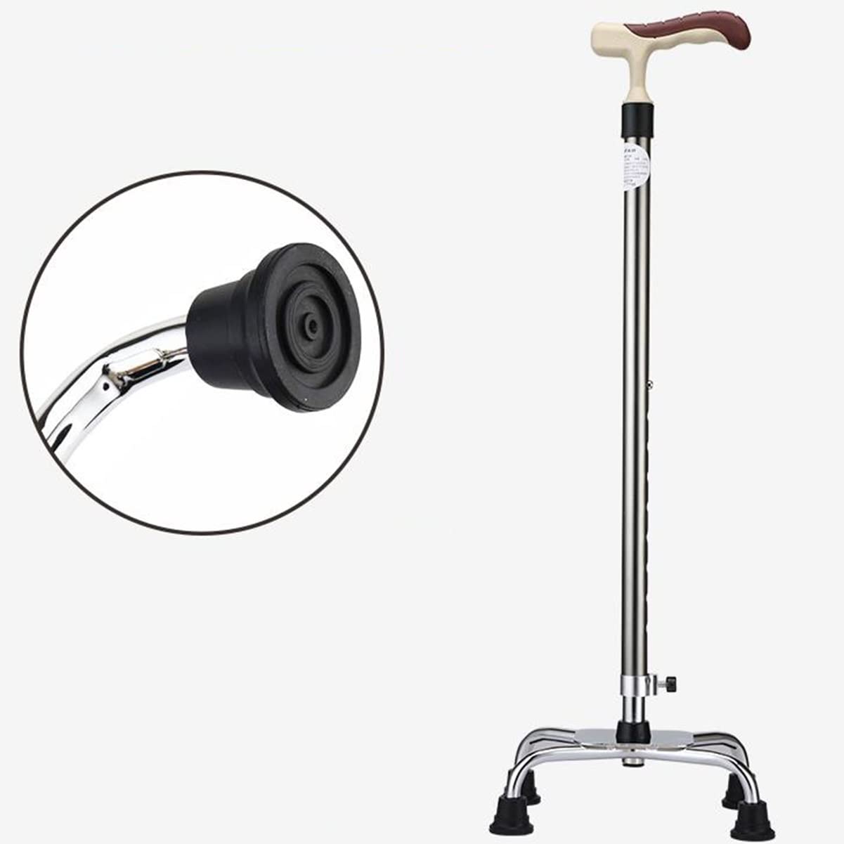 Regolabile Quadripode Bastone da Passeggio Robusto capacità di Carico 100kg Impugnatura Ergonomica in Alluminio Ausilio per La Deambulazione per Anziani