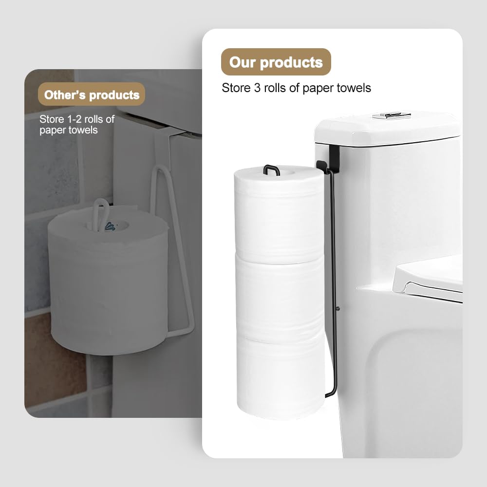 Toilet Paper Holder with Storagefor 3 Roll Tissue (Black 1 Pcs) — Amazon image 4