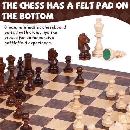 Juego de Ajedrez Magnético Plegable de Madera 15 Pulgadas miniatura 5