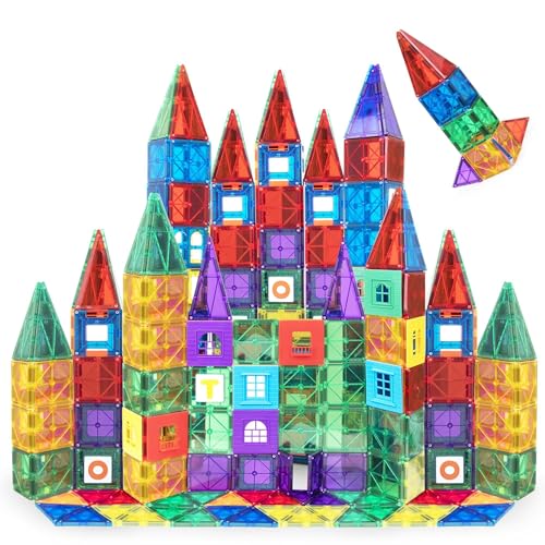 Playmags Magnetic Tiles for Kids 100-Piece Set, STEM...