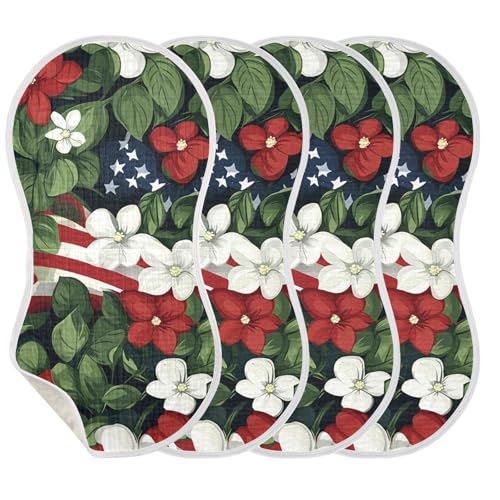 1 Pack Flag with Flowers Muslin Burp Cloths Cotton Absorbent Baby Burping Rags for Boys Girls Soft Newborn Burp Bibs, 22 x 11 Inch3