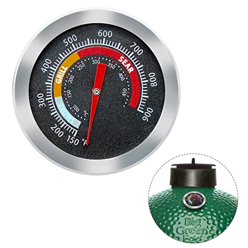 Quantfire Upgrade Replacement Thermometer for M/MiniMax Big Green Egg,2' Grill Temperature Gauge for Big Green Egg Accessories 150-900°F with Waterproof and No-Fog Glass Lens