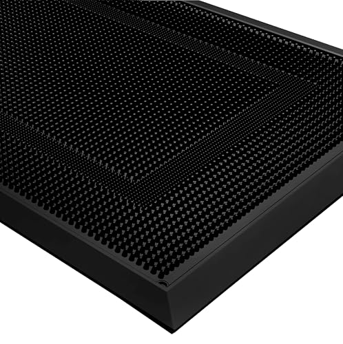 BEHERO Front Door Mat Outside Entrance, 36' x 17' Heavy Duty Rubber Outdoor Mats Enlarged for Entryway, Welcome Matt Outdoor, Dirt Trapping Waterproof Exterior Entry Mats, All Weather Doormat Black