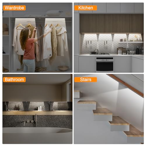 Lixada Under Cabinet Kitchen Lights 30CM Dimmable Cupboard Closet Strip Lights Remote Control APP Control LED Wardrobe Light for Indoor Kitchen Shelf Counter Corridor Stair(4 Packs) - Image 3