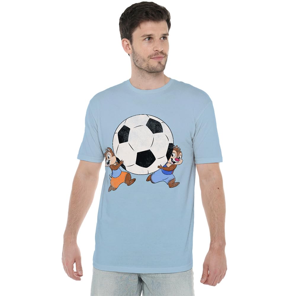 Disney Unisex Light Blue Chip N Dale Football T Shirt, 4XL