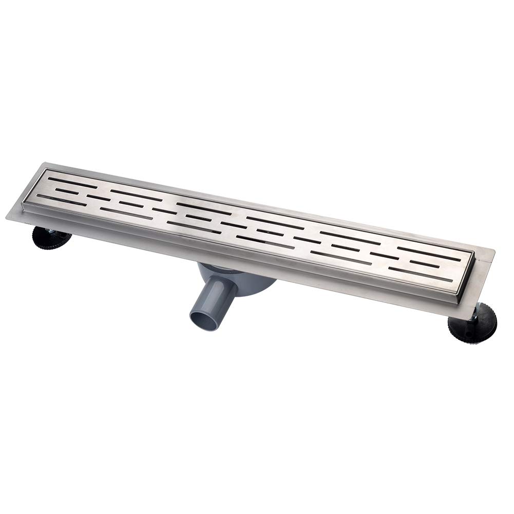 Canalina per doccia, 60 cm, sifone con filtro antiodore e filtro per capelli, piastrellabile, in acciaio inox, scarico a pavimento, scarico per doccia, molto piatto, set completo con