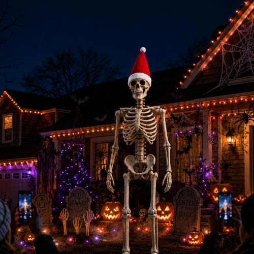 Image of Giant Santa Hat for 12 ft Skeleton, 23x34 in Red Non-Woven Fabric