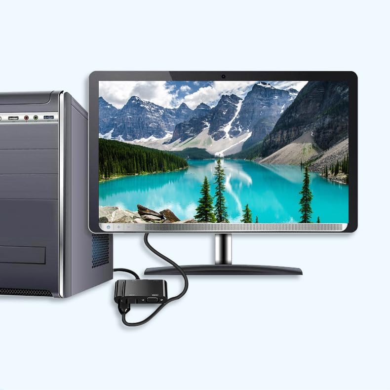 Adaptateur VGA vers HDMI 2 en 1 avec convertisseur audio 3,5 mm pour projecteur