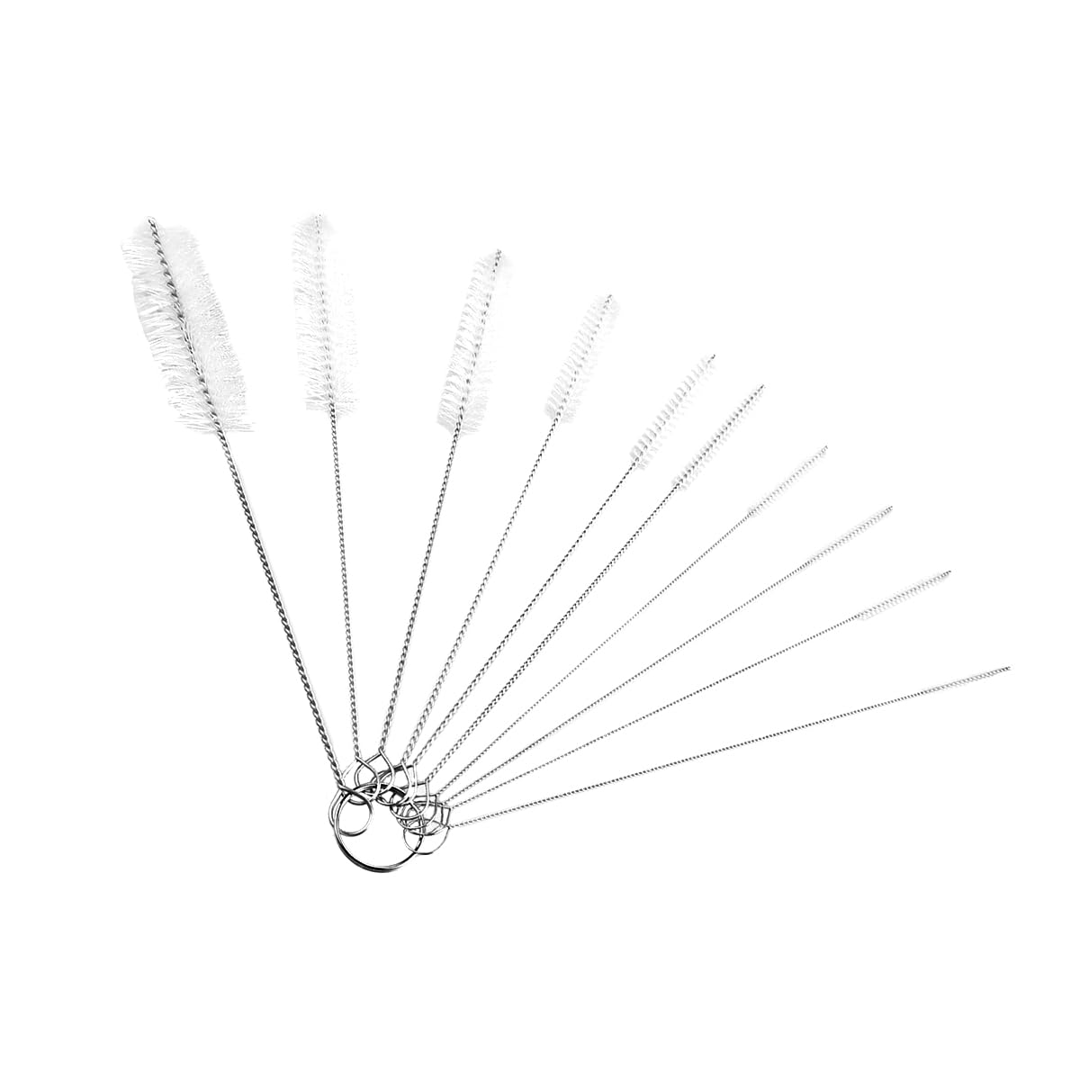 Gladfresit White Bottle Cleaning Brush 10Pcs Long Pipe Straw Cleaner Brushes Flexible Reusable Nylon For Teapot Coffee Tube Wine Sink(White)