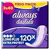 Always Dailies Extra Protect Long Plus Slipbinden Trio Pack (120 stuks) geurneutraliserende technologie met subtiele…