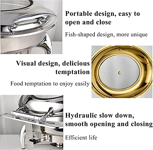 SmPinnaA 6 L Chafer Chafing Dish Für Hochzeitsbankette Und Partys, Sichtbares Buffetwärmer-Set Aus Edelstahl, Inkl. Speisepfanne, Wasserpfanne, Brennstoffhalter, Gold,Gold – Bild 4