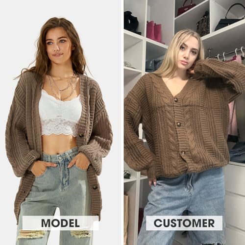 EXLURA Womens 2025 Oversized Cardigan Sweaters Fall Winter Lightweight Soft Knit Cardigan Open Front Button Outwear Coats2