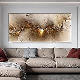ZXMDP Imágenes impresas en lienzo abstracto gris dorado amarillo nube mural utilizado en la decoración de la pared para la sala de estar arte moderno 30x60 cm sin marco