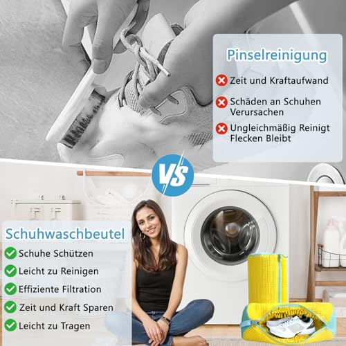 2 Schuhwaschbeutel Waschmaschine Schuhbeutel Wäschesack Waschbeutel Schuhe Sneaker Multi Schutz Wäschenetz Selbstreinigende Schuhe Dicker Wäschesack Erhöhte Reibung(Gray)