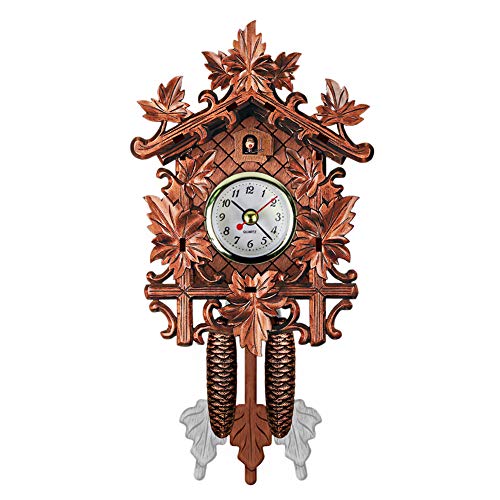 QZY Cuckoo Wall Clock Bird Alarm Clock Wood Hanging Clock Time for Home