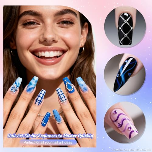 Image of Artdone Nail Art Pens And Brushes Set With Liner Paint Dotting Tools | 11PCS Black Color Nail Tools For Long Lines, Thin Details, Fine Drawing For UV Gel Polish Design Sizes 5 /8 /12 /20 /25mm