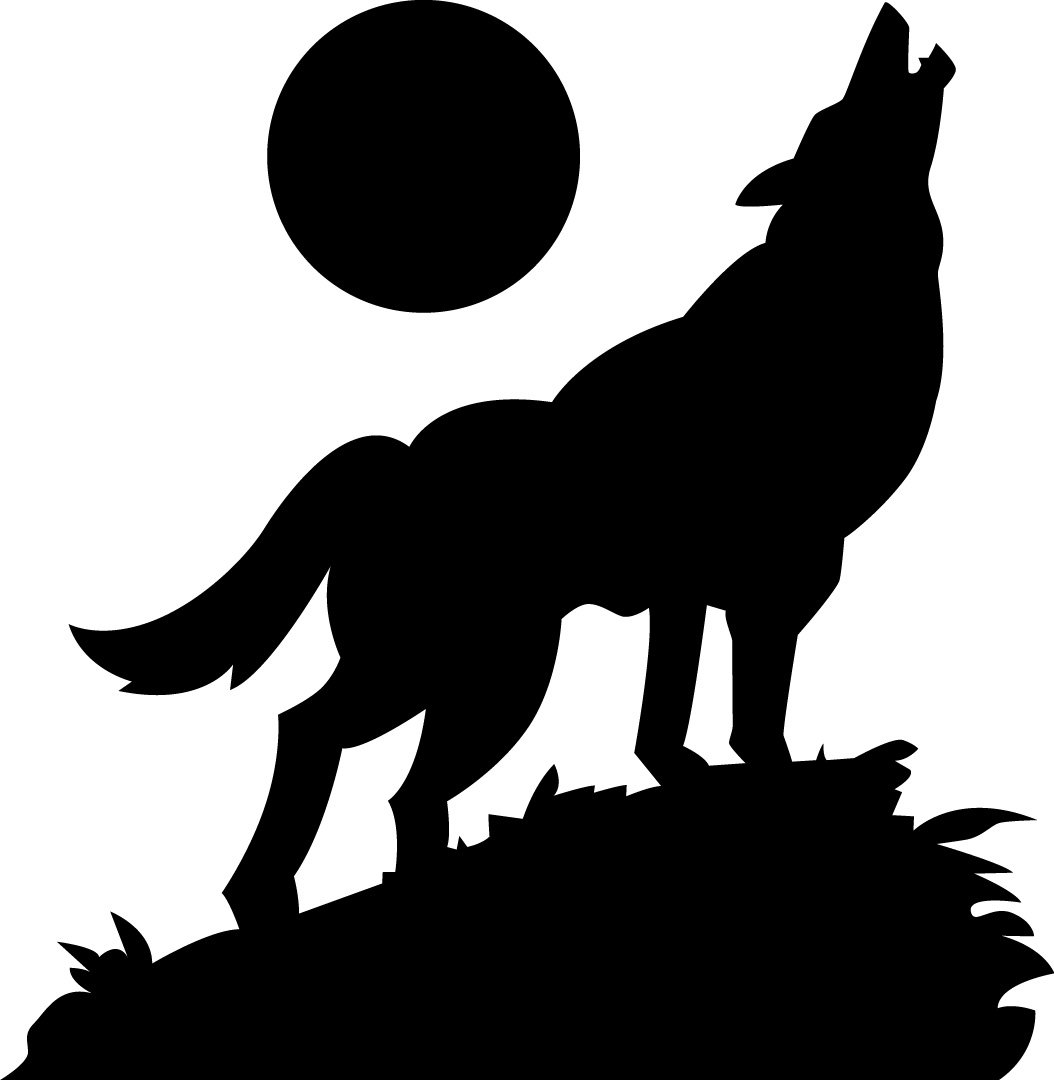 Wolf Howling at The Moon Wall Art, Sticker, Decal - 4 Sizes - 12 Colours #1 (Small)