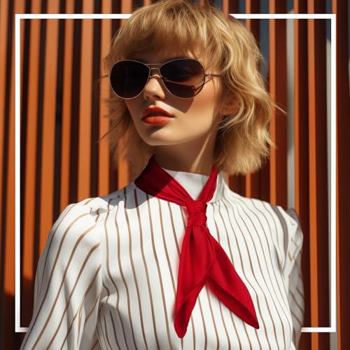 5 Pcs 23. 6" Womens Satin Neck Scarf Solid Color Bandana Hair Silk Handkerchief Square Scarves for Women Girls2