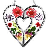 KY&BOSAM Heart Suncatcher DIY Silver Metal & Stained-Glass Sun Catchers Hangings Ornament Wind Chime