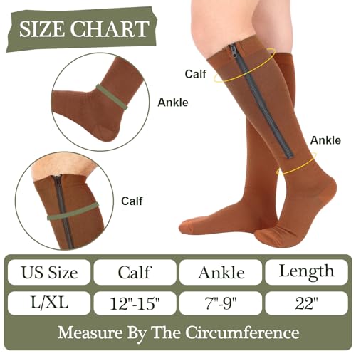 Image of Tarpop 4 Pairs Men Zipper Compression Socks Colorful 20-30mmhg Compression Stockings with Zipper for Men Women Swelling Edema