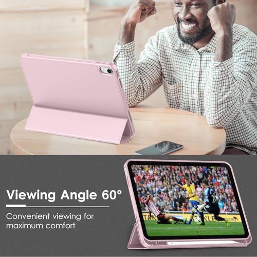 Image of ToaPoia Case for iPad (A16) 11 Inch 2025 /iPad 10th Generation 10.9 Inch 2022, Slim Trifold Stand Protective Cover with Pencil Holder and Soft TPU Back,Support Auto Sleep /Wake (Pink)