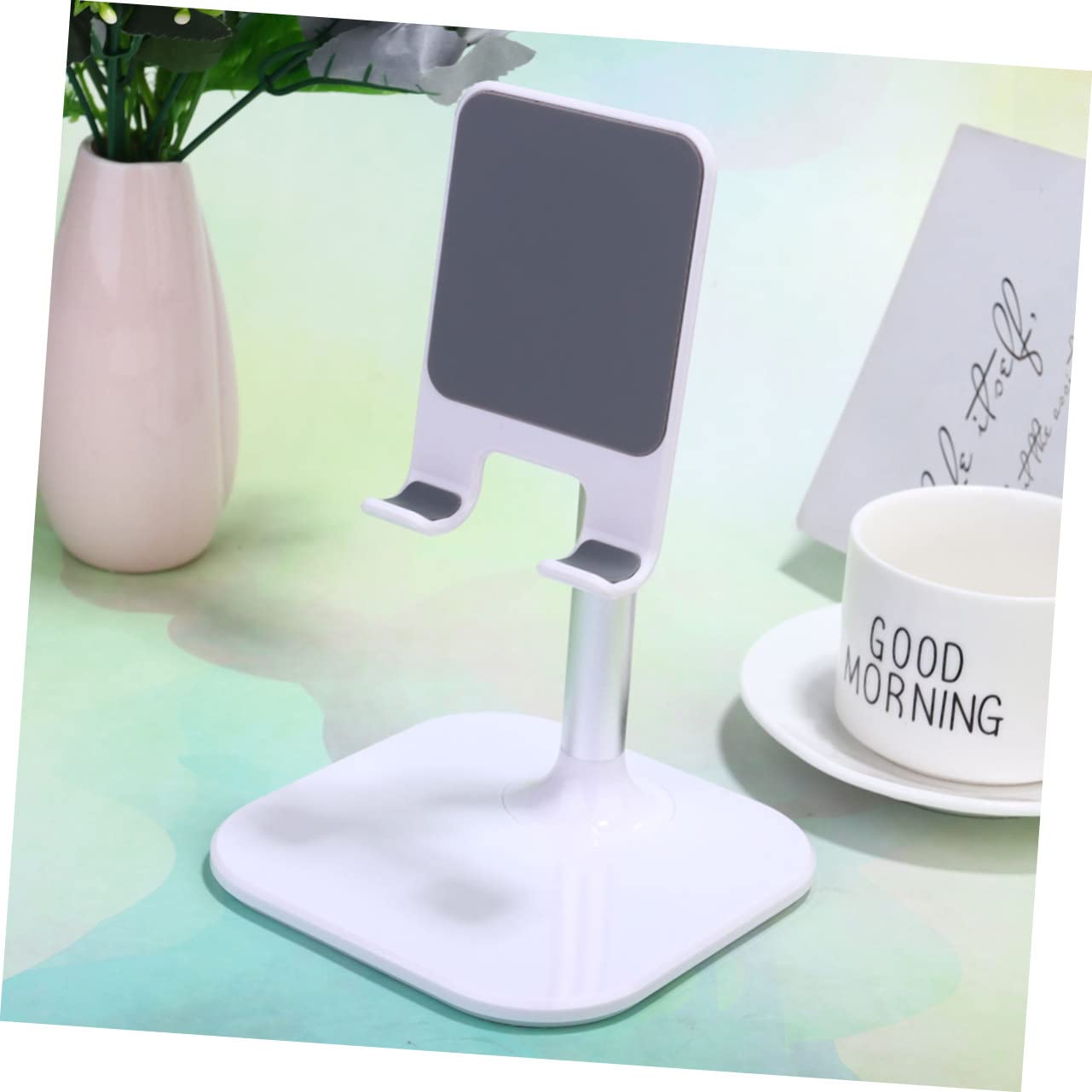 OSALADI 2pezzi Supporto Per Telefono e Tablet Supporto Da Tavolo Per Videochiamate e Lettura Design Telescopico Bianco