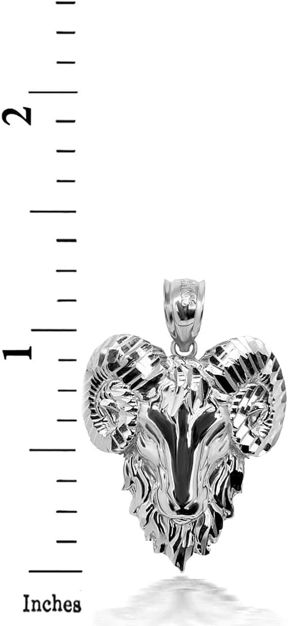 Claddagh Gold - Certified 925 Sterling Silver Aries Zodiac Sign Ram Head Necklace Pendant