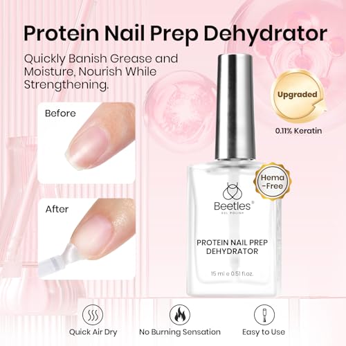 Image of Beetles 15ml Protein Nail Prep Dehydrator & Primer Set, 2PCS Hema-Free Bonding Prep Kit for Gel Polish and Acrylic