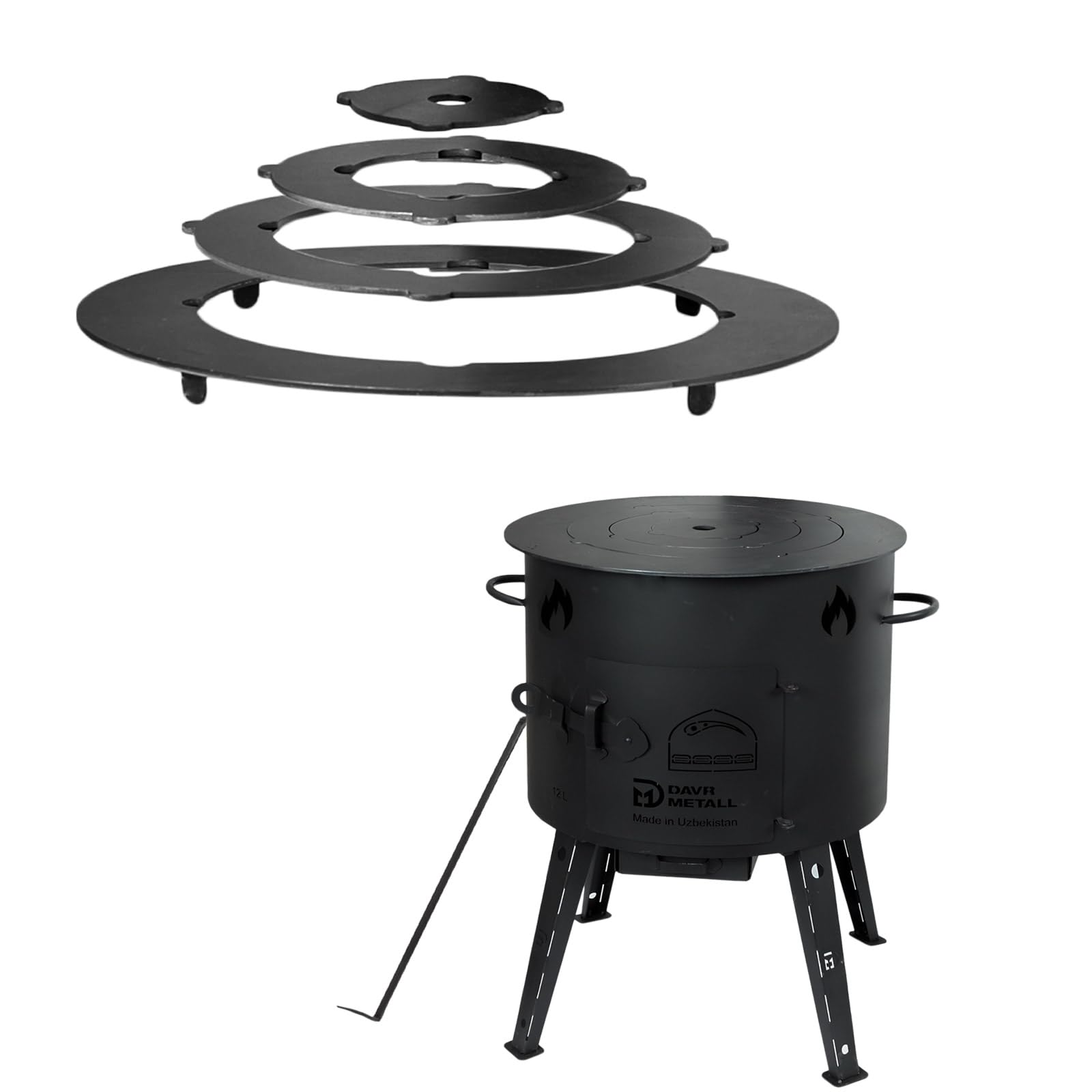 Utschak Ø40 Campingofen Kazan Adapter-Ringe Gusseisentopf Feuerstelle Feldküche