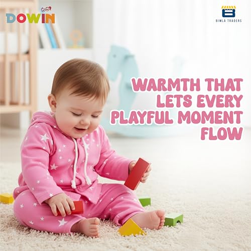 Image of Dowin Baby Boy's and Baby Girl's Front Open Thermal Polyfill Suit for Winters | Body Warmer for Baby | Full Sleeves Infant Woolen Set | Hoodie Clothing Set for New Born Baby | Lightweight (Pack of 1)