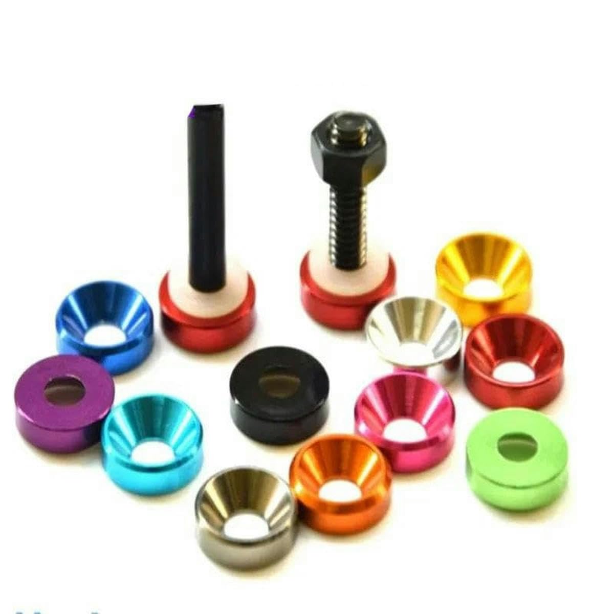 Lot de 5/10/100 joints de rondelle fraisée anodisée colorée en aluminium M2 M2.5 M3 M4 M5 M6 M8 pour vis à six pans creux DIN7991 - Rose - M8 100 pièces