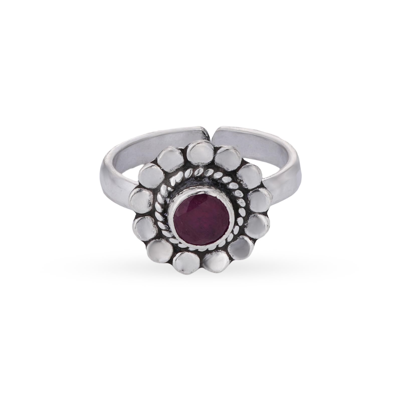 sija 925 sterling silver ruby heritage petal antique toe ring | adjustable | silver toe rings for women | with 925 stamp | gifts for women