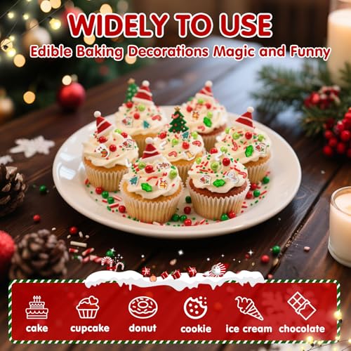 Image of Edible Christmas Sprinkles for Cake Decorating,Red Green White Sprinkle