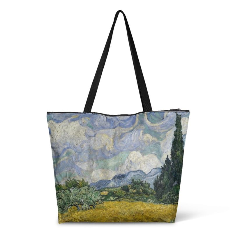 Image of Art Lover Zippered Tote Bag Waterproof Large Work Tote Bags, Artwork Women's Purse Handbags Travel Totes