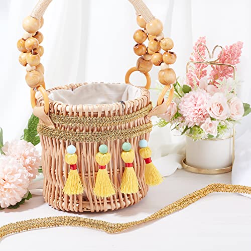 FINGERINSPIRE 15Yards Metallic Braid Lace Trim Gold Centipede Lace Ribbon Decorated Gimp Trim 5/8" x1.5mm for Christmas Halloween Decoration Wedding Bridal, Costume or Jewelry, Crafts and Sewing