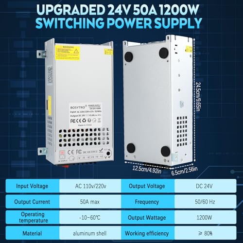 Image of Upgraded Output Port 24V 50A 1200W DC Switching Power Supply, Universal Transformers PSU AC110V /220V (SMPS), 24 Volt Power Supply for 3D Printer, CCTV, DC Motor(Without Power Cord)