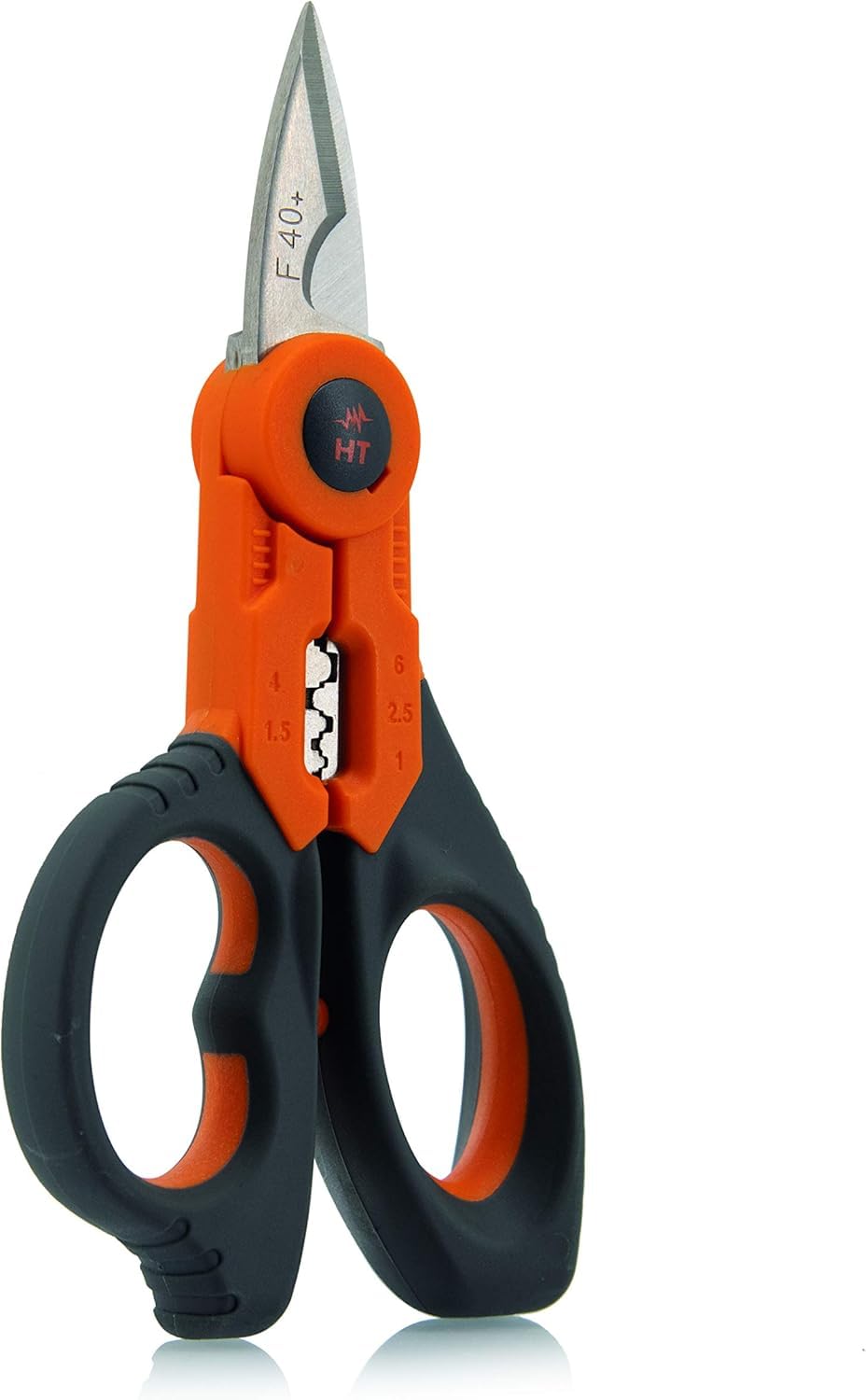 H&T Tijeras Profesionales de Electricista F40 – Crimpadora 1–6 mm – Cortacables hasta 70 mm – Acero Reforzado - Acero Inoxidable Reforzado - RASMACOR
