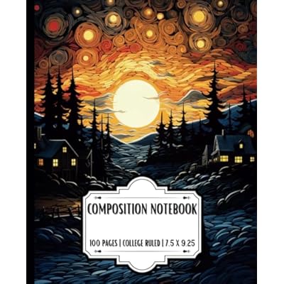Composition Notebook College Ruled: Vintage Aesthetic Starry Night Colorful Illustration Cover Art | School/College Student, Office Work, Diary/Journal, Gift | 100 pages | 7.5 x 9.25 inch