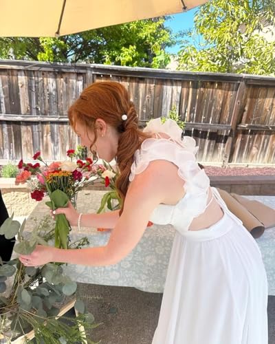 Chiffon Ruffle Prom Dresses V Neck Long Bridesmaid Dresses for Women Backless A Line Formal Evening Gowns3